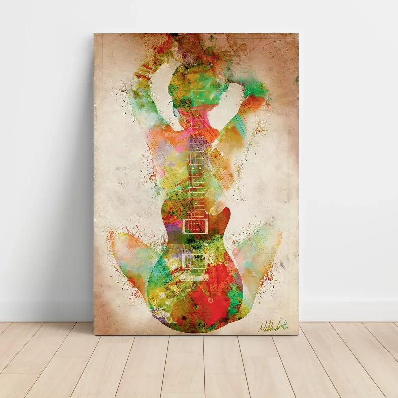 Music Art – Watercolour Guitar Silhouette Fine Art Music Poster