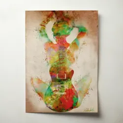 Music Art – Watercolour Guitar Silhouette Fine Art Music Poster