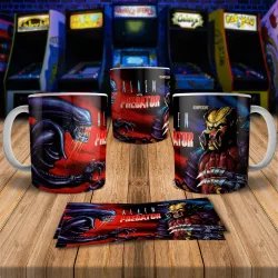 Alien Vs Predator Retro 8Bit Arcade Gaming Mug