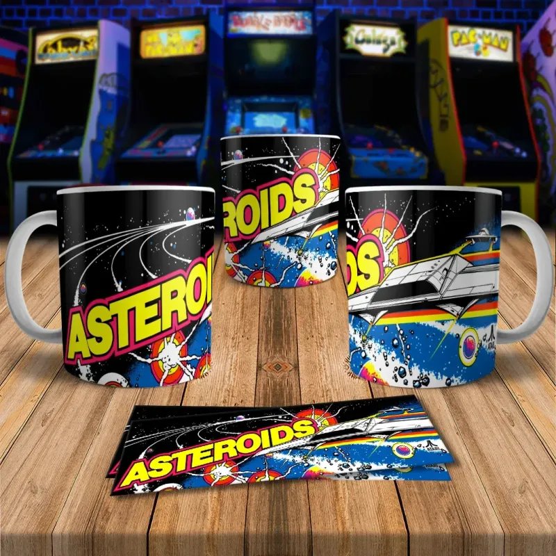 Asteroids 8Bit Arcade Retro Gaming Mug - Vintage Style