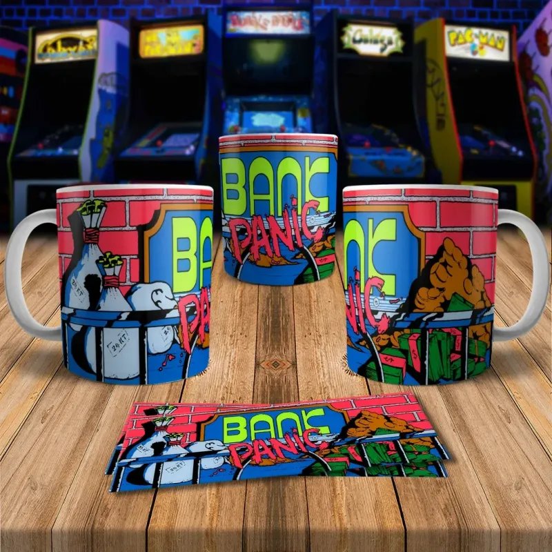 8Bit Arcade Retro Gaming Mug 1 - Bank Panic Design