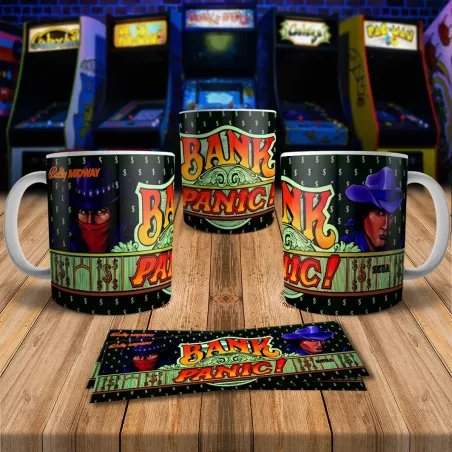 8Bit Arcade Retro Gaming Mug 2 - Bank Panic Design