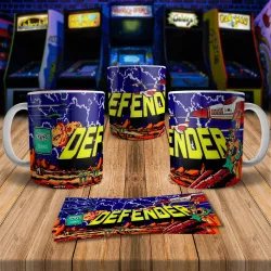 Defender 8Bit Arcade Retro Gaming Mug 2 - Level Up Your Sip!