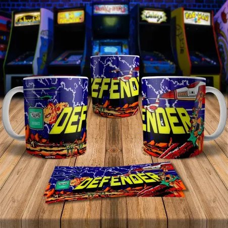 Defender 8Bit Arcade Retro Gaming Mug 2 - Level Up Your Sip!