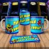 Pac Man & Chomp Chomp 8Bit Retro arcade Gaming Mug - Fun Design!
