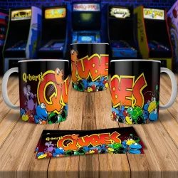 QBert 8Bit Arcade Retro Gaming Mug 3 - Perfect for Gamers!