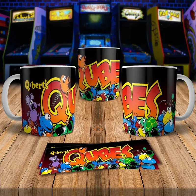 QBert 8Bit Arcade Retro Gaming Mug 3 - Perfect for Gamers!