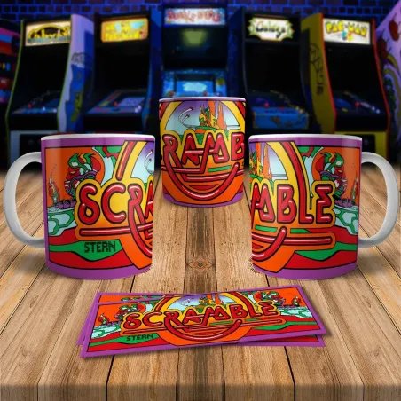 Scramble Retro 8Bit Arcade Gaming Mug - Perfect for Gamers!