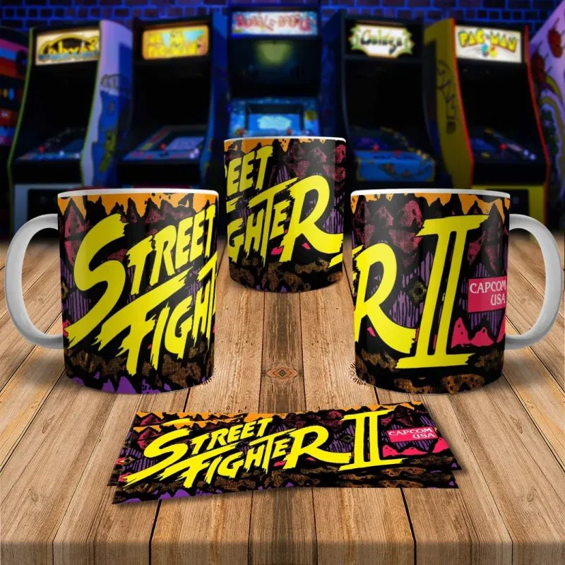 Street Fighter II 8Bit Arcade Retro Gaming Mug - Collectible!