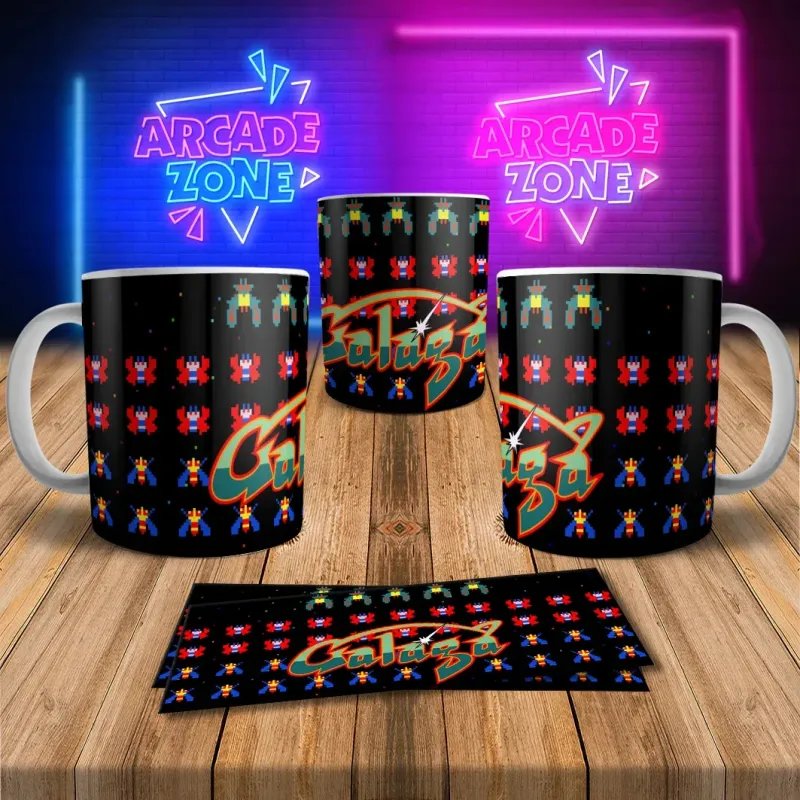 Galaga 8Bit Arcade Retro Gaming Mug 2 - Perfect for Gamers!